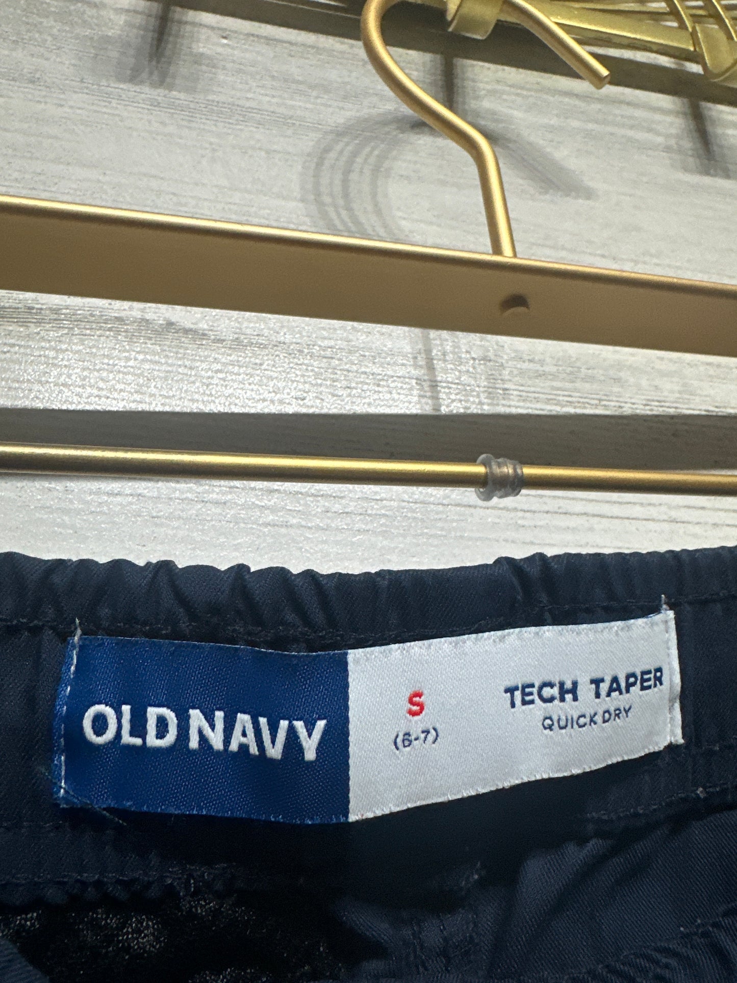 Boys Size 6-7 (Small) Old Navy Tech Taper Quick Dry Navy Blue Pants - Very Good Used Condition