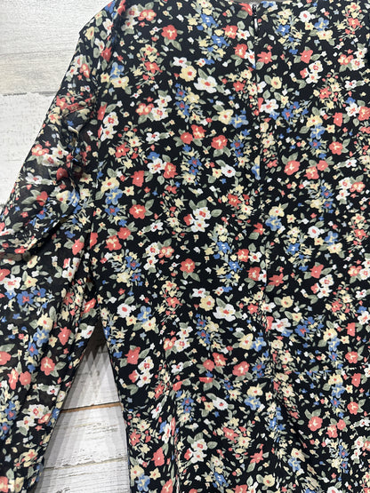 Size 12 Large Kid Pik Long Sleeve Floral Dress - Very Good Used Condition