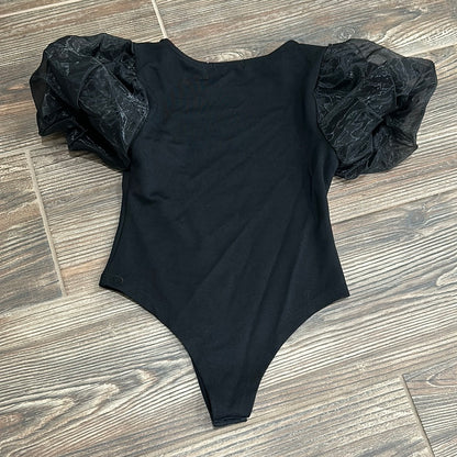 Girls Size Small GB Girls Black Puffy Sleeve Bodysuit - Very Good Used Condition