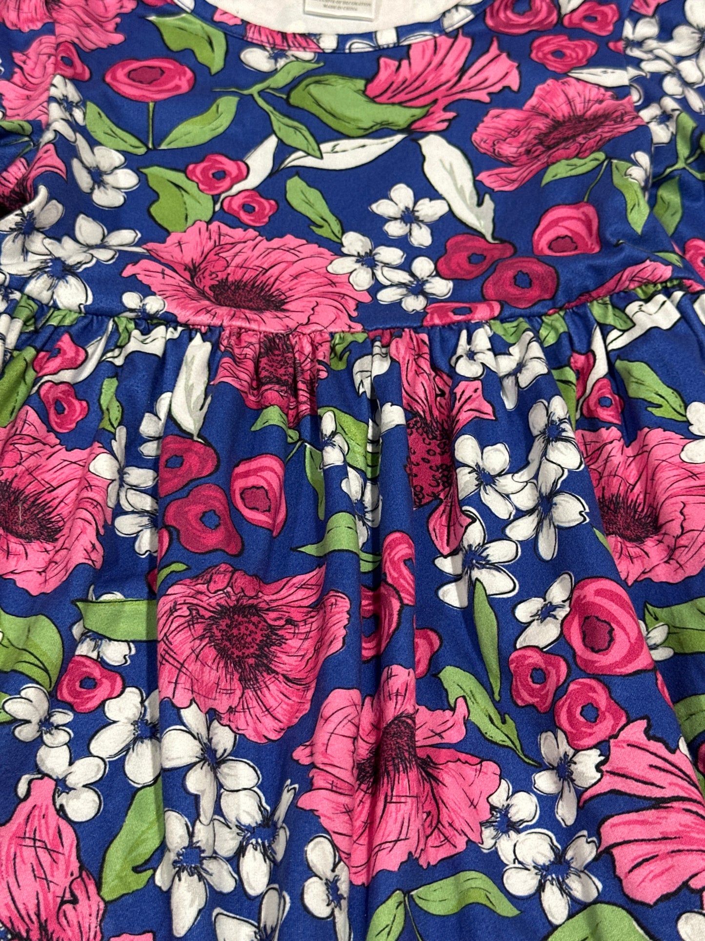 Long Sleeve Floral Dress - Girls Size 5/6 - Very Good Used Condition