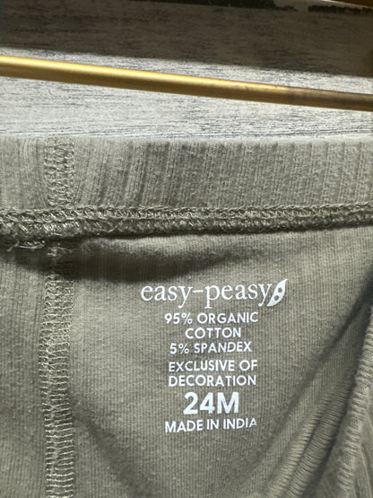 Boys Size 24m Easy Peasy Organic Cotton Blend Ribbed Pants - Good Used Condition