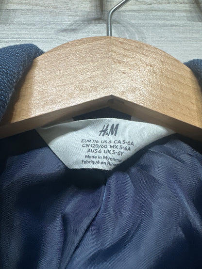 Size 6 H&M Navy Blue Linen Jacket - Very Good Used Condition