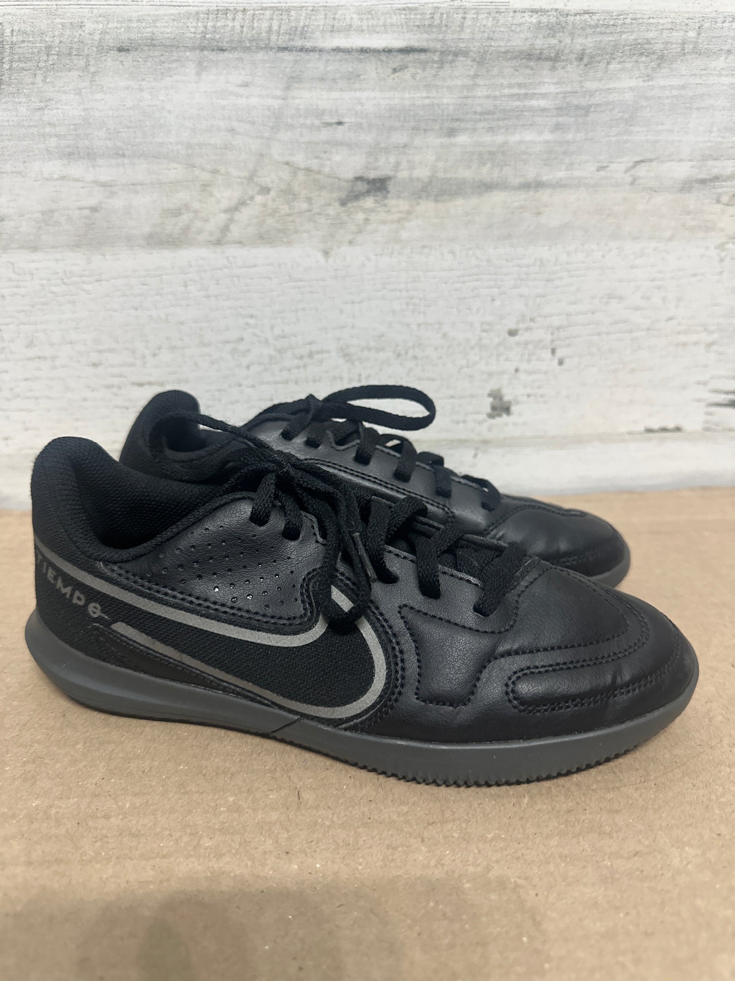Size 3 (Youth) Nike Tiempo Black Athletic Shoes - Good Used Condition