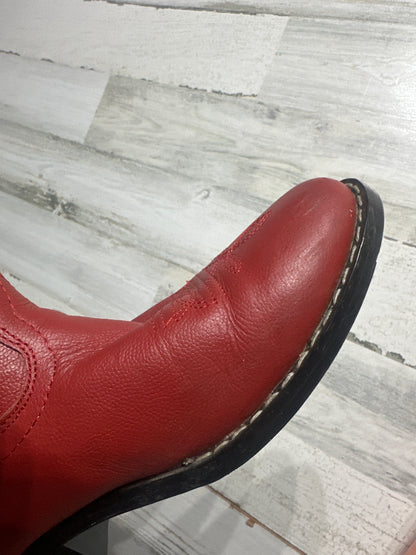 Masterson Boot Company Kids Size 3 Red Leather Cowboy Boots Western Rodeo GUC
