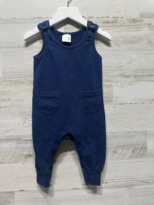 Boys Size 6-12m (70 cm) Hanna Andersson Organic Cotton Navy Romper - Very Good Used Condition