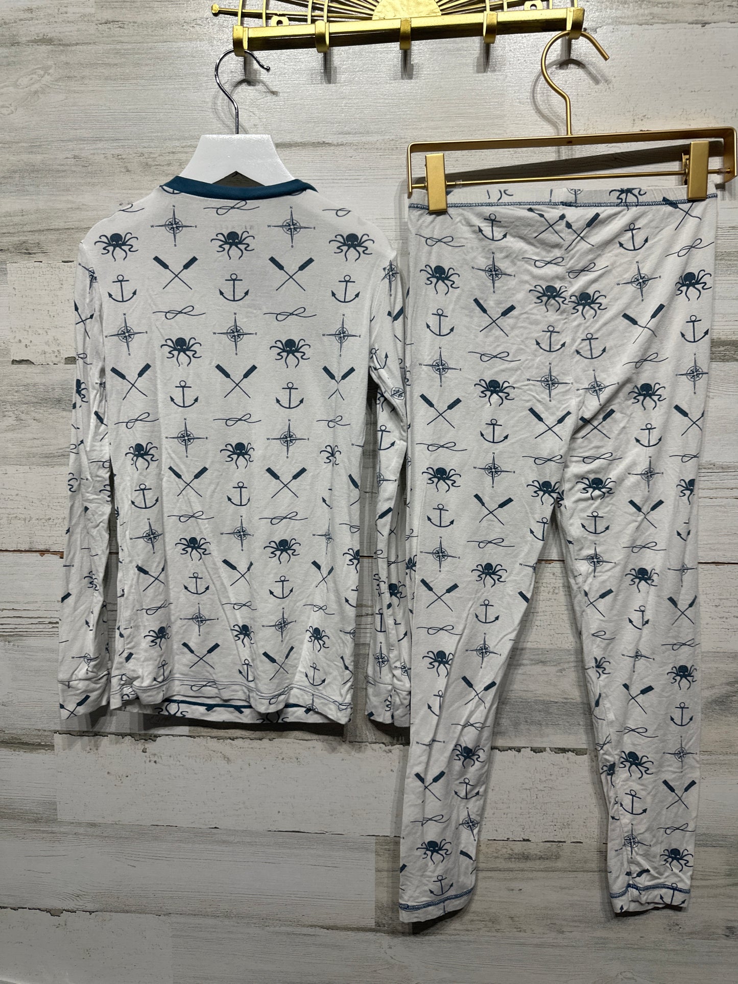 Boys Size 10 Kickee Pants Bamboo Nautical Pajama Set - Good Used Condition