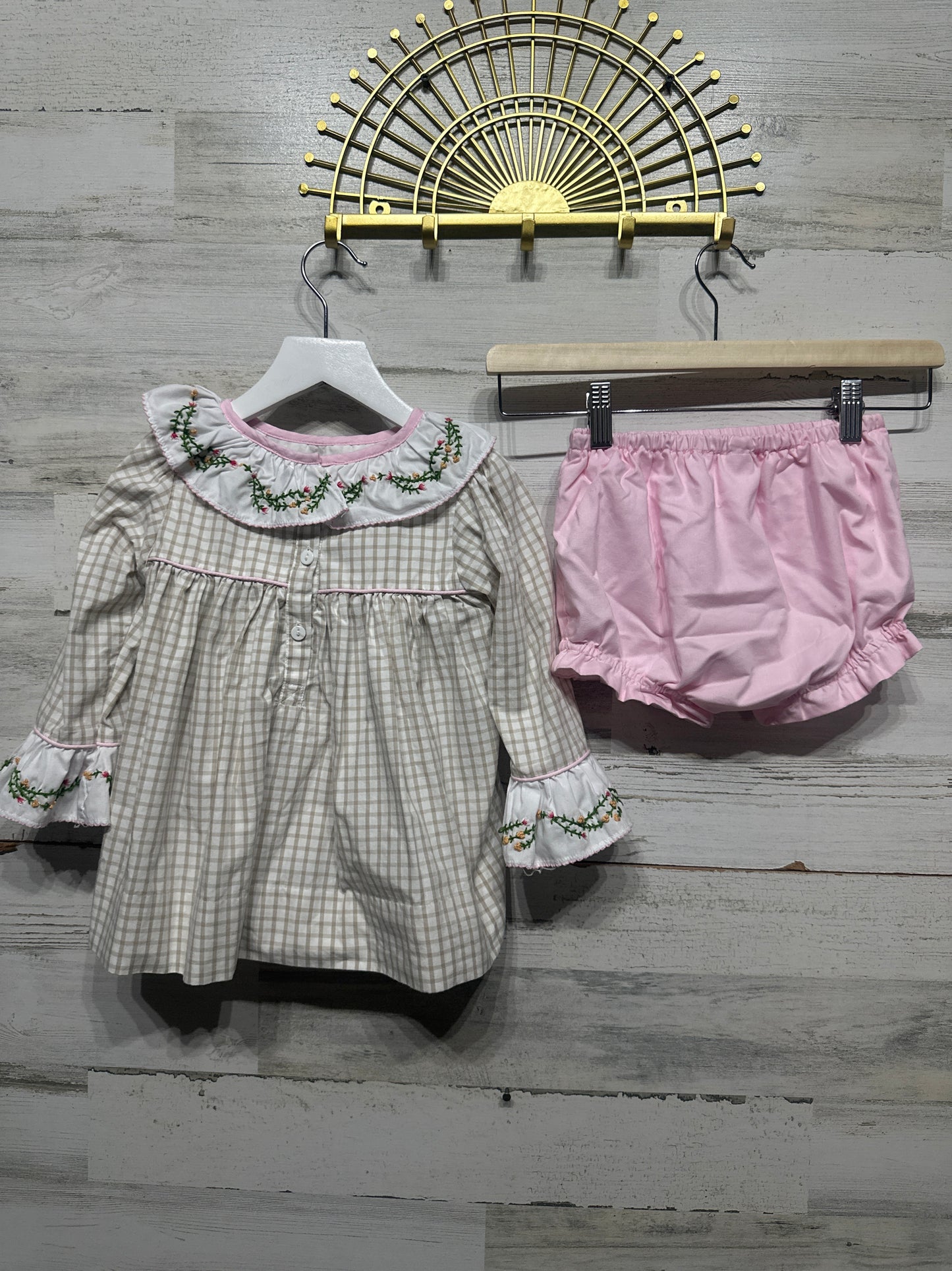 Girls Size 4t Purple Pearl Smocks Floral Embroidered Outfit Set - Play Condition*