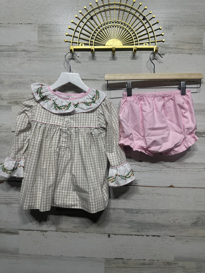 Girls Size 4t Purple Pearl Smocks Floral Embroidered Outfit Set - Play Condition*