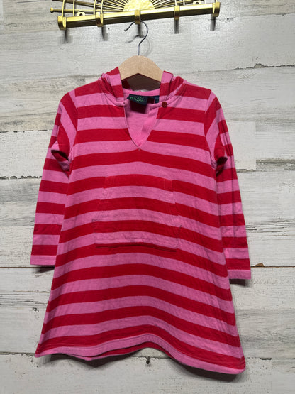 Mini Boden Striped Hooded Dress - Girls Size 3-4 Years - Good Used Condition