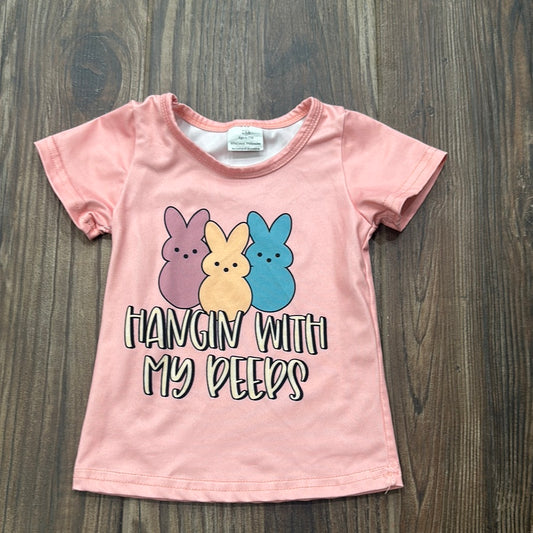 Girls Size 6-12m Hangin With My Peeps Shirt - Good Used Condition