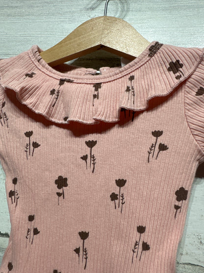 Ribbed Floral Girls 1-3m Outfit Set - SHEIN VGUC