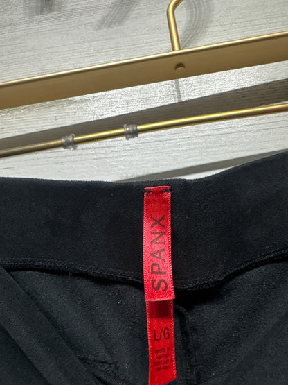 Women's Size Large Spanx Shaping Leggings - Black Faux Suede - Very Good Used Condition