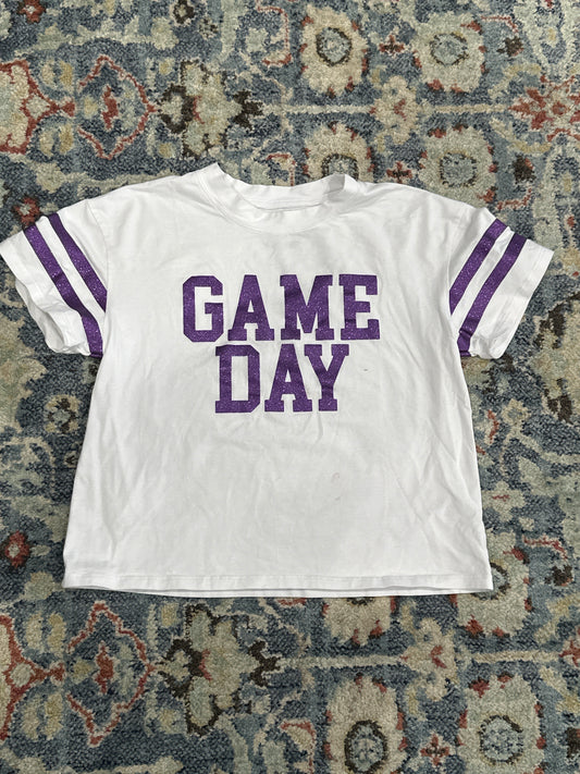 Game Day Youth Large Girls Purple and White Shirt Play Condition*