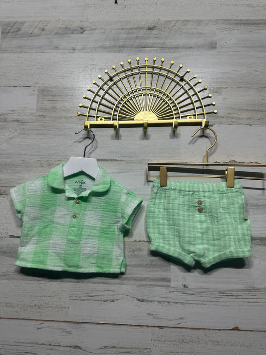 Boys Size 0-3m Cat and Jack Plaid Two Piece Outfit Set - New With Tags