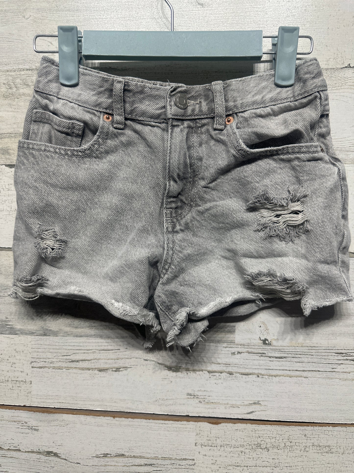 Zara Grey Distressed Denim Shorts Size 9-10 (140cm) Adjustable Waist VGUC