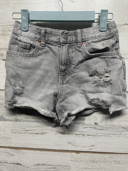 Zara Grey Distressed Denim Shorts Size 9-10 (140cm) Adjustable Waist VGUC
