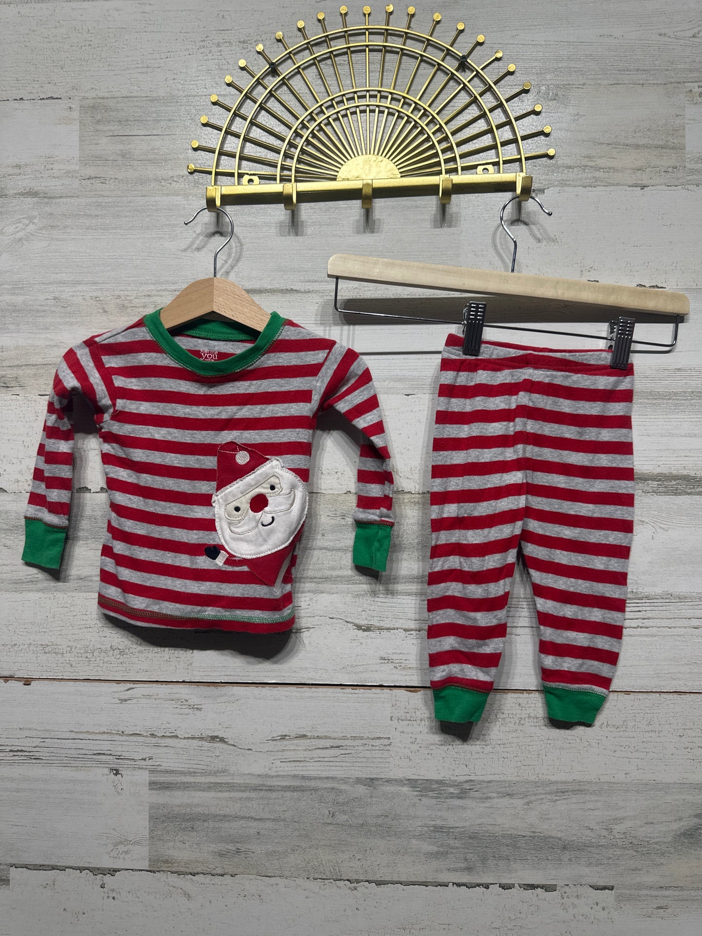 Boys Preowned Size 12m Just One You Santa PJ Set - Good Used Condition