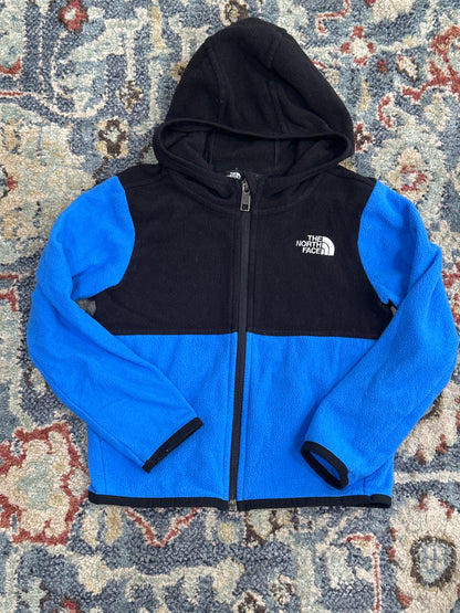 The North Face Boys Size 3 Blue/Black Full Zip Hooded Fleece Jacket GUC