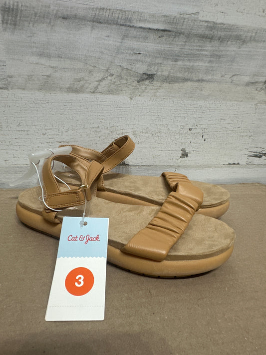 Size 3 (Youth) Cat and Jack Aylabeth Cognac Velcro Sandals - New With Tags