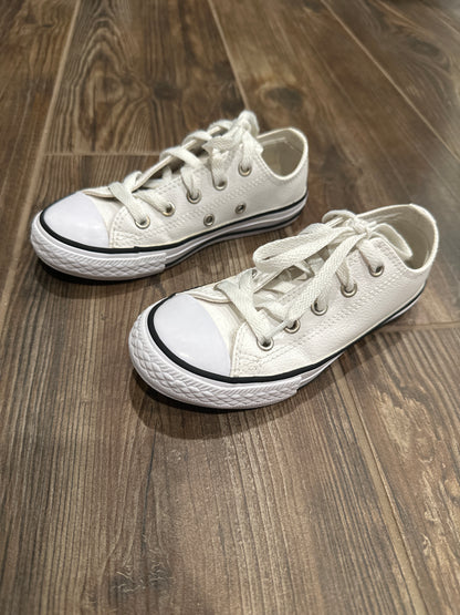 Size 12 (Little Kid) Converse White Leather Shoes - Good Used Condition