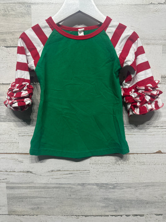 Girls Size 12-24m (1-2t) Itex Holiday Ruffle Shirt - Very Good Used Condition