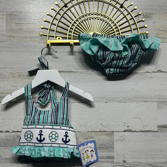 Girls Size 6m Three Sisters Smocked Nautical Two Piece Set - New With Tags