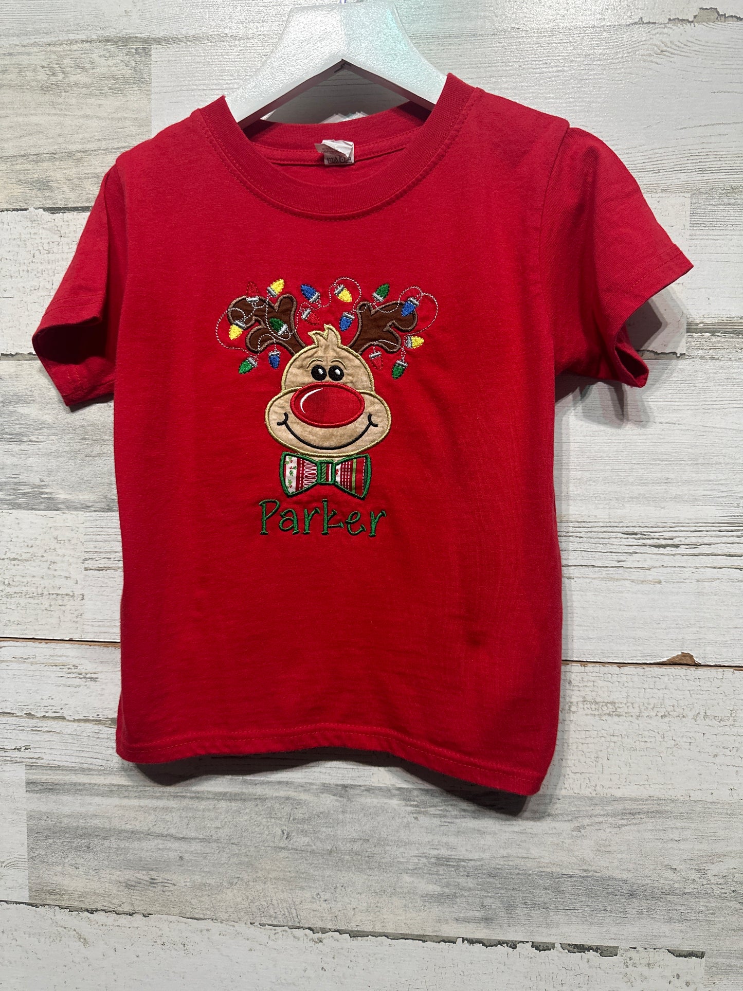 Boys Size 4 Monag Reindeer Embroidered “Parker” T-Shirt - Very Good Used Condition