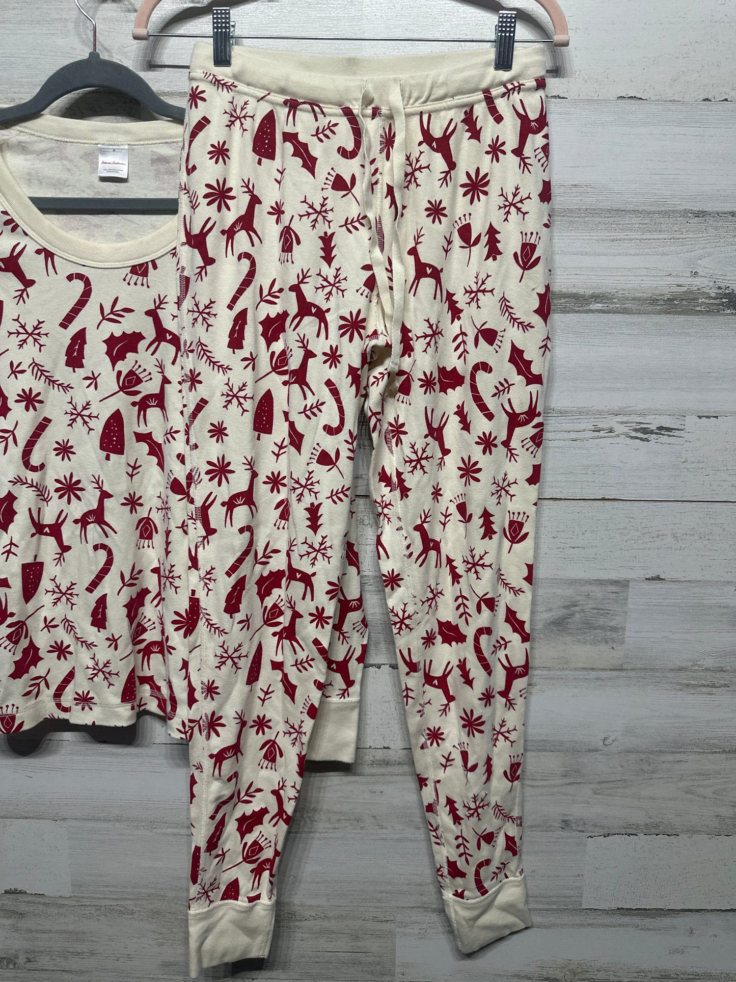 Hanna Andersson Organic Cotton Holiday Pajama Set Adult Size Medium VGUC