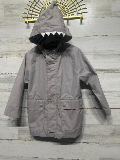 Boys Size 4 years Gap Water Repellant Jersey Lined Hooded Shark Rain Coat - Play Condition**