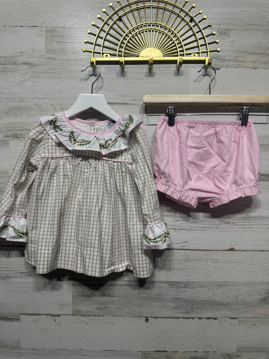 Girls Size 4t Purple Pearl Smocks Floral Embroidered Outfit Set - Play Condition*