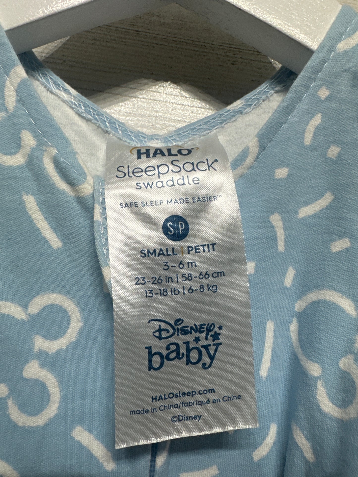Size 3-6m Small Halo Disney Baby SleepSack Swaddle - Very Good Used Condition