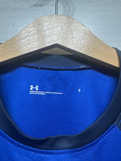 Size 5 Under Armour Blue Short Sleeve Shirt - Very Good Used Condition