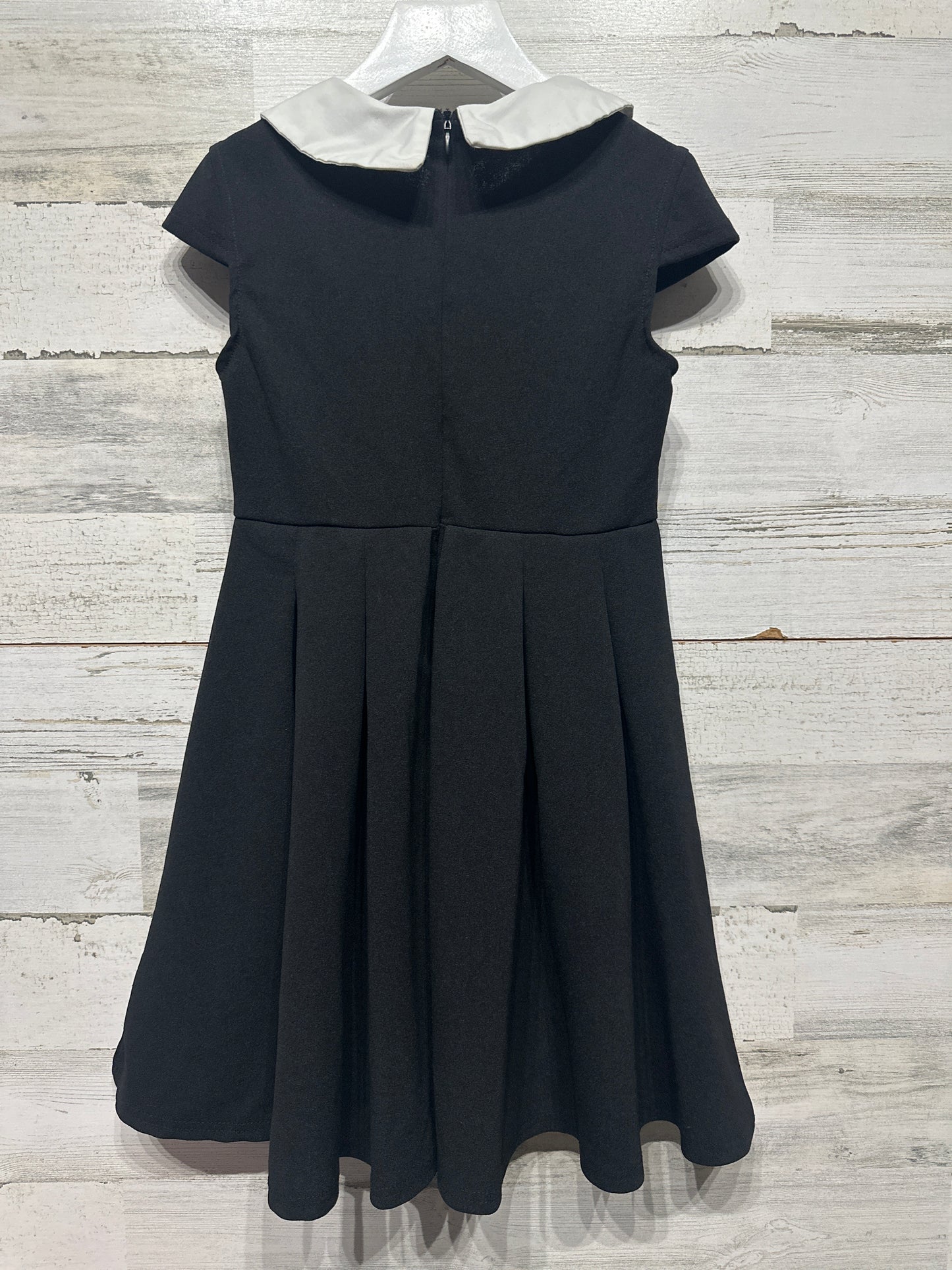 Girls Size 8-9 Shein Black Dress With White Collar  - Good Used Condition