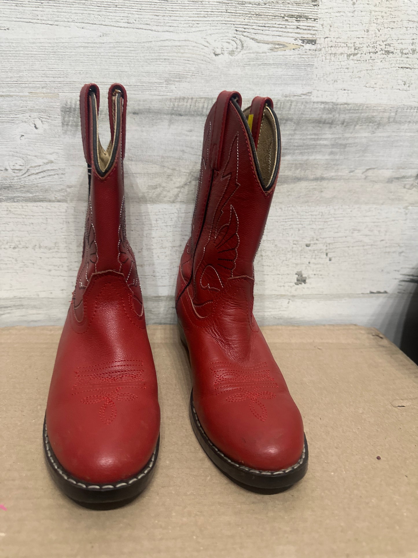 Masterson Boot Company Kids Size 3 Red Leather Cowboy Boots Western Rodeo GUC