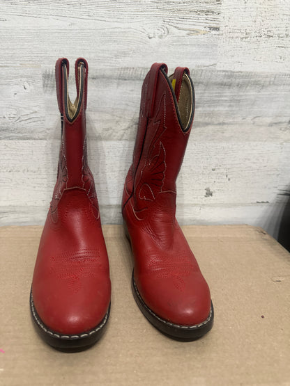 Masterson Boot Company Kids Size 3 Red Leather Cowboy Boots Western Rodeo GUC