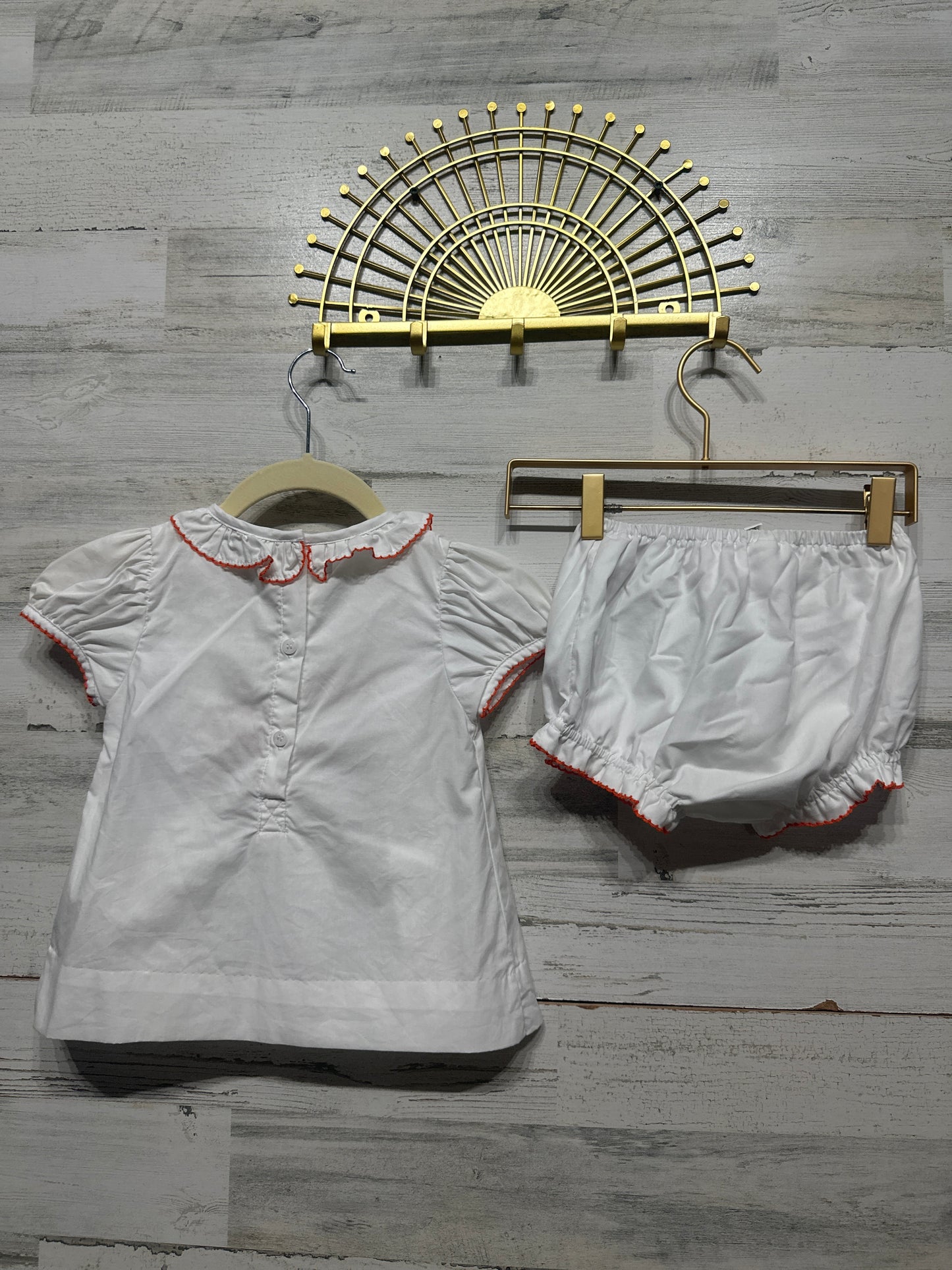 Girls Size 3t Smocked Threads by Cecil and Lou Pumpkin Set - Good Used Condition