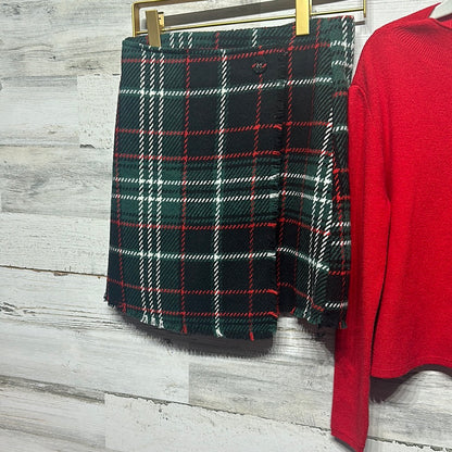 Girls Size Small / 8 GB Girls Set -  Red Sweater and Faux Wrap Plaid Skirt - Good Used Condition