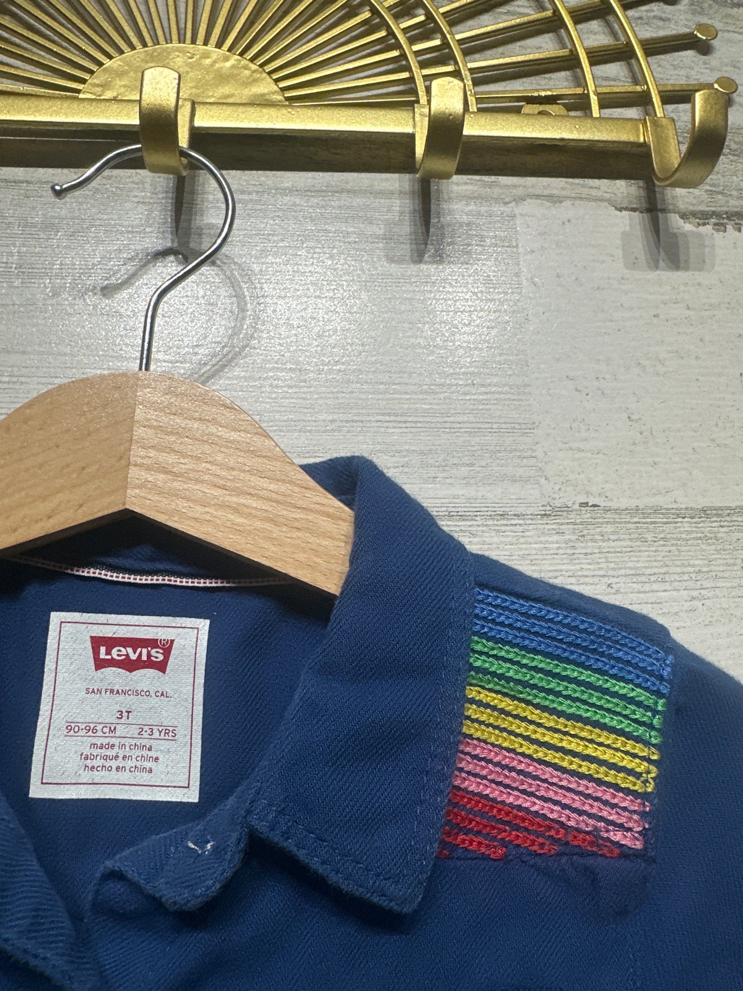 Levi’s Rainbow Embroidered Toddler 3T (2-3 Yrs) Button Up Shirt VGUC