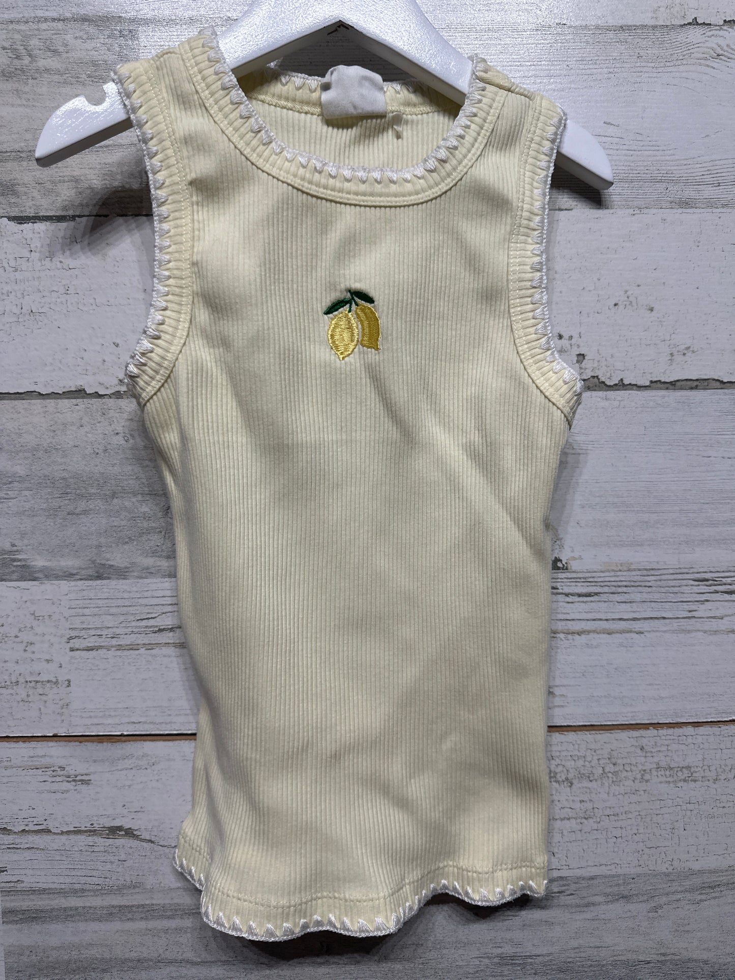 Cotton On Kids Embroidered Yellow Ribbed Tank Top - Girls Size 8 - Play Condition*