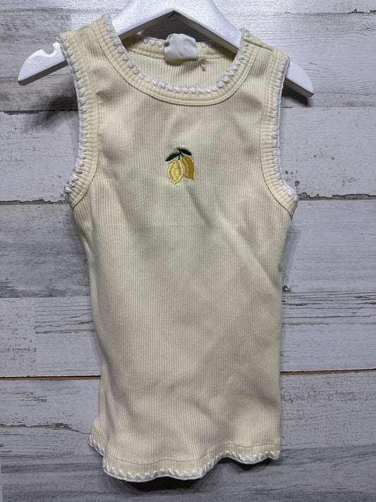Cotton On Kids Embroidered Yellow Ribbed Tank Top - Girls Size 8 - Play Condition*