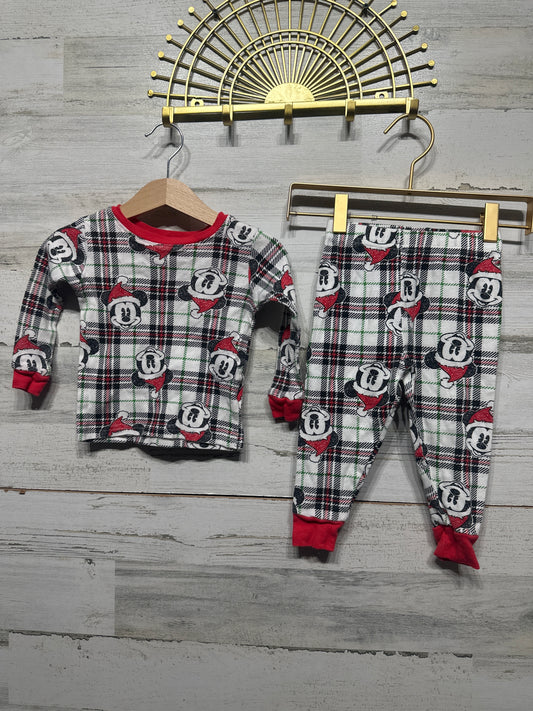 Boys Preowned Size 2t Disney Holiday Mickey Pajama Set - Good Used Condition