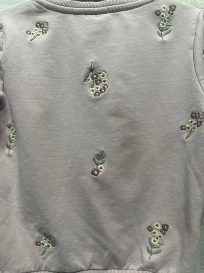 Girls Size 2-3 Name It Embroidered Floral Sweatshirt - Very Good Used Condition