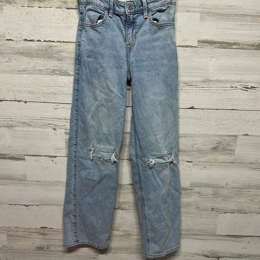 Girls Size 9/10 Long Abercrombie High Rise Wide Leg Distressed Jeans - Good Used Condition