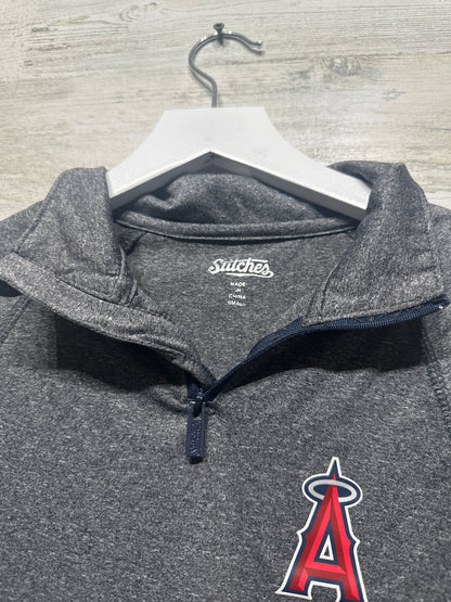 Boys Preowned Size 10-12 (Small) Stitches Angels Quarter Zip Drifit Shirt - Play Condition**Broken Zipper