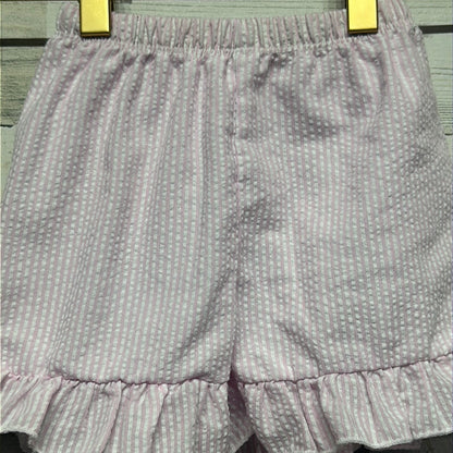 Girls Size 3t Pink Seersucker Ruffle Shorts - Play Condition