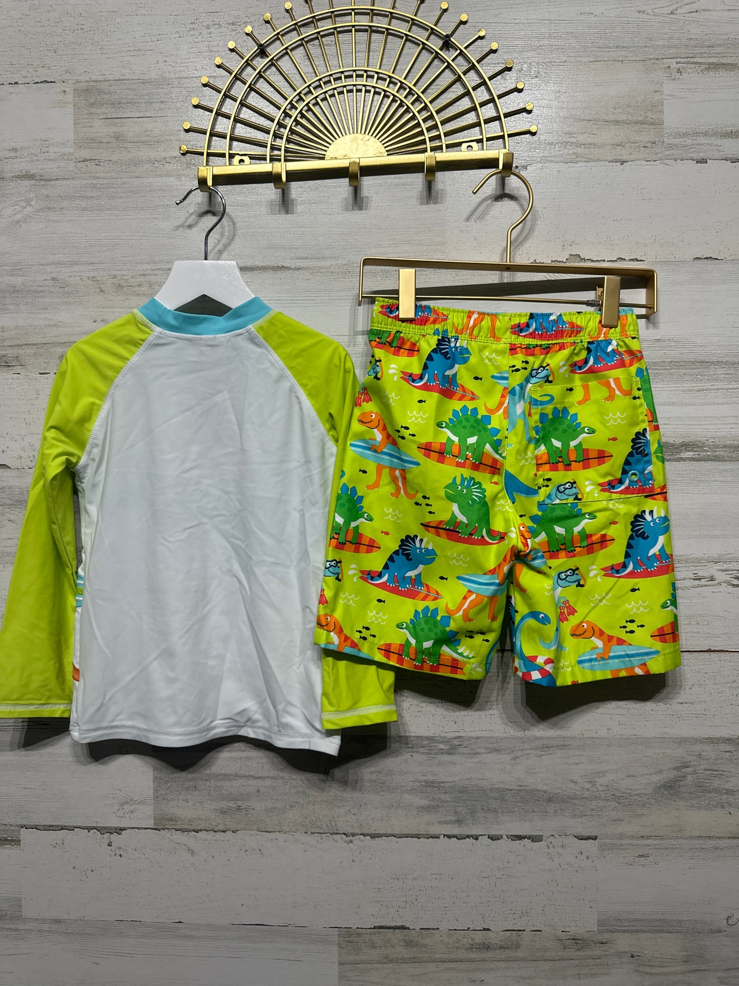 Boys Size 5t Gymboree Dino Rash Guard and Swim Trunks - Play Condition**