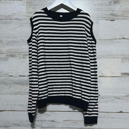 Girls Size 14 striped cold shoulder sweater - good used condition
