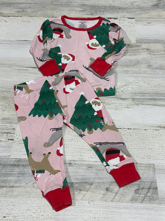 Holiday Santa Pink Cotton Pajama Set - Carter's - Girls Size 18m - Very Good Used Condition