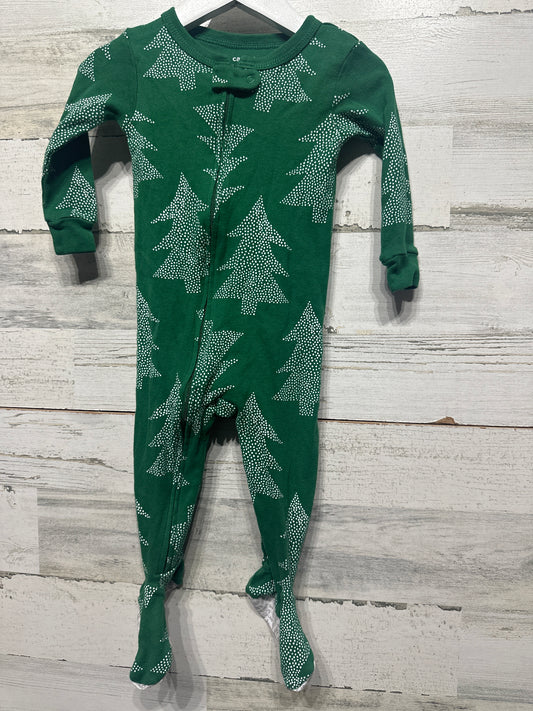 Boys Preowned Size 12m Carter’s Christmas Tree Zip Up Footie Pajama - Good Used Condition