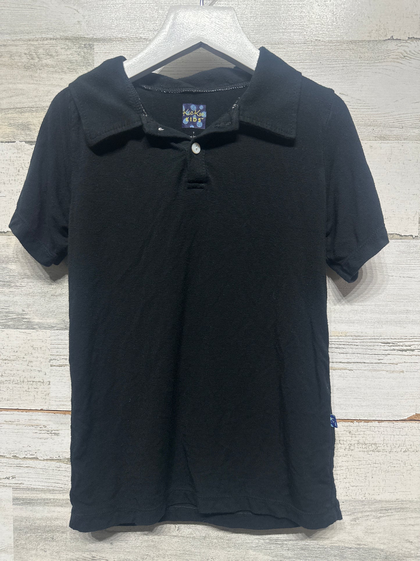 Boys Fits like Size 5 (Tagged Size 7) Kickee Pants Black Bamboo Polo Shirt - Good Used Condition